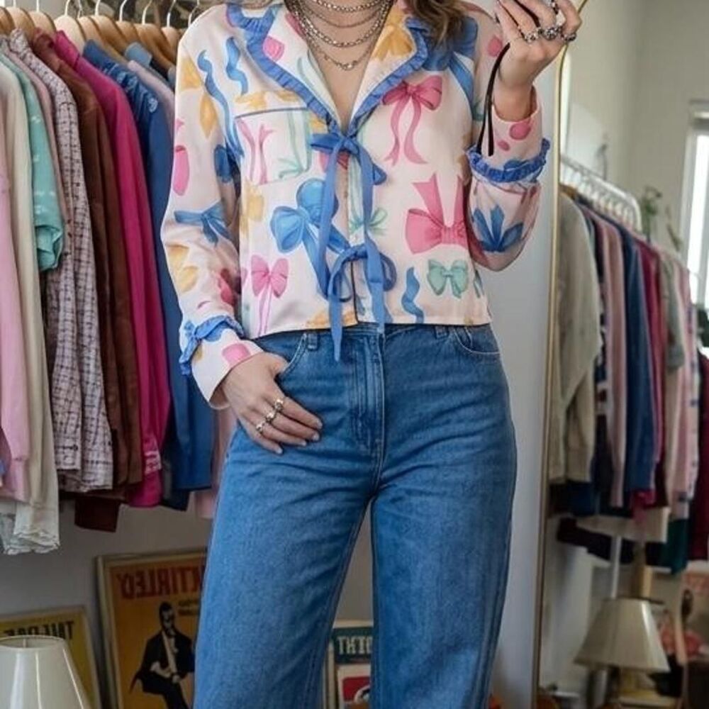 Peach-ribbons Women's multi Blouse